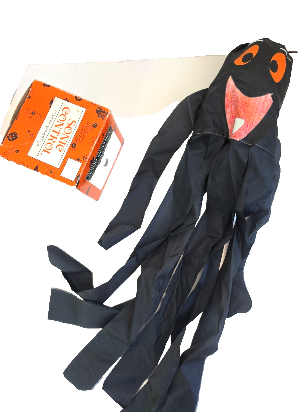 Vtg 1992 Sonic Sound Action Windsock Halloween Black Ghost Jack-o\'-lantern