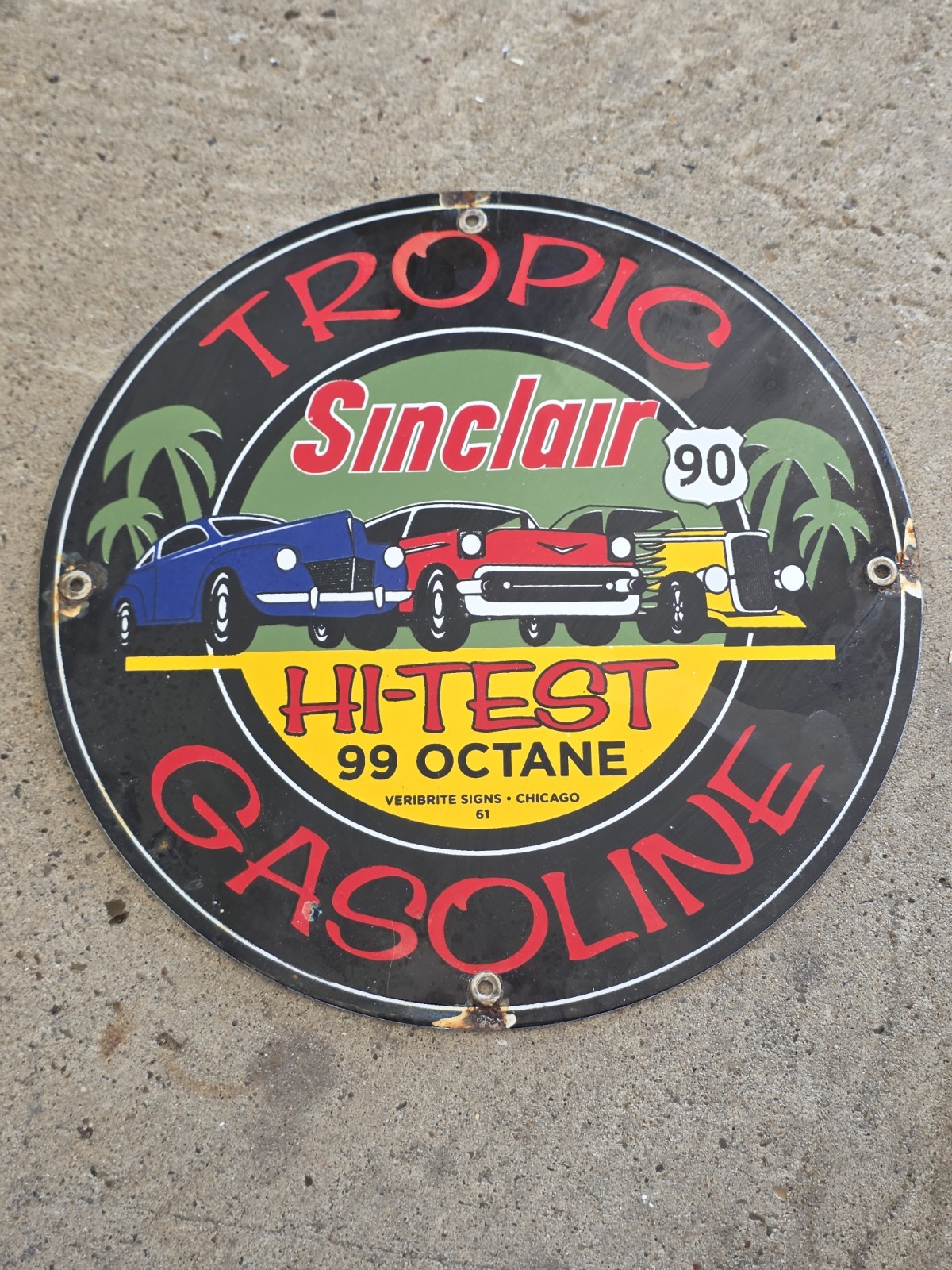 VINTAGE 1950'S SINCLAIR TROPIC GASOLINE PORCELAIN ENAMEL  DEALERSHIP SIGN 12
