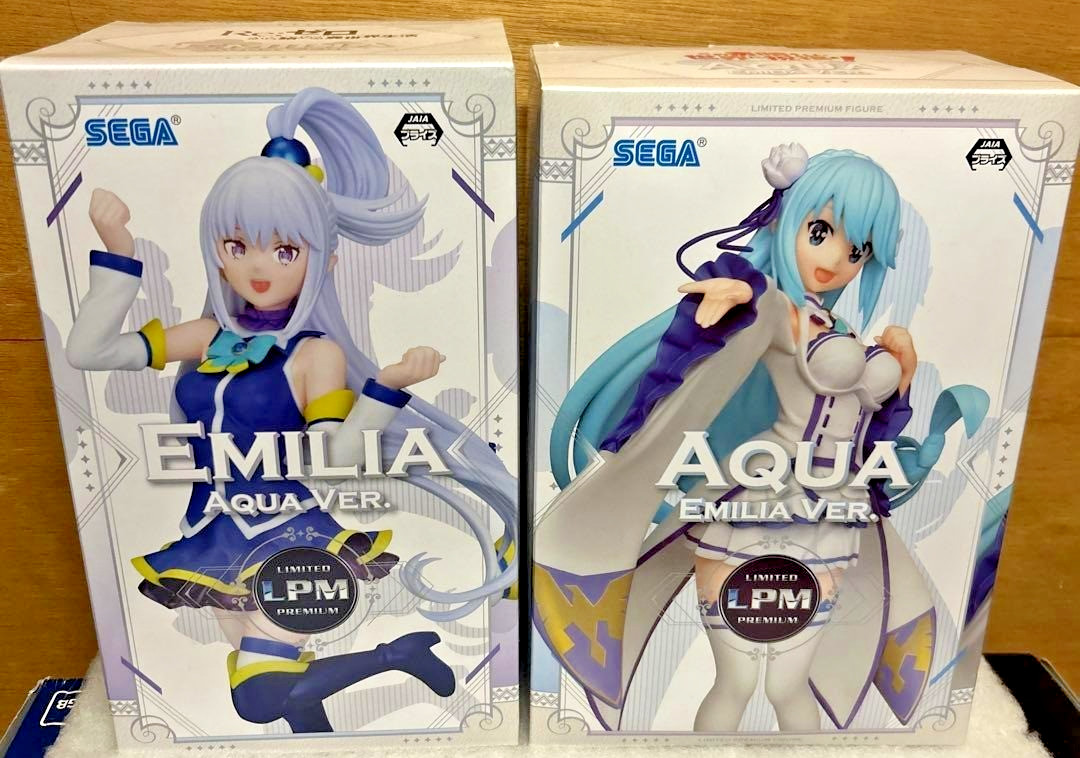 SEGA Re:zero Konosuba collaboration Figure Emilia & Aqua Ver. Set of 2 Japan