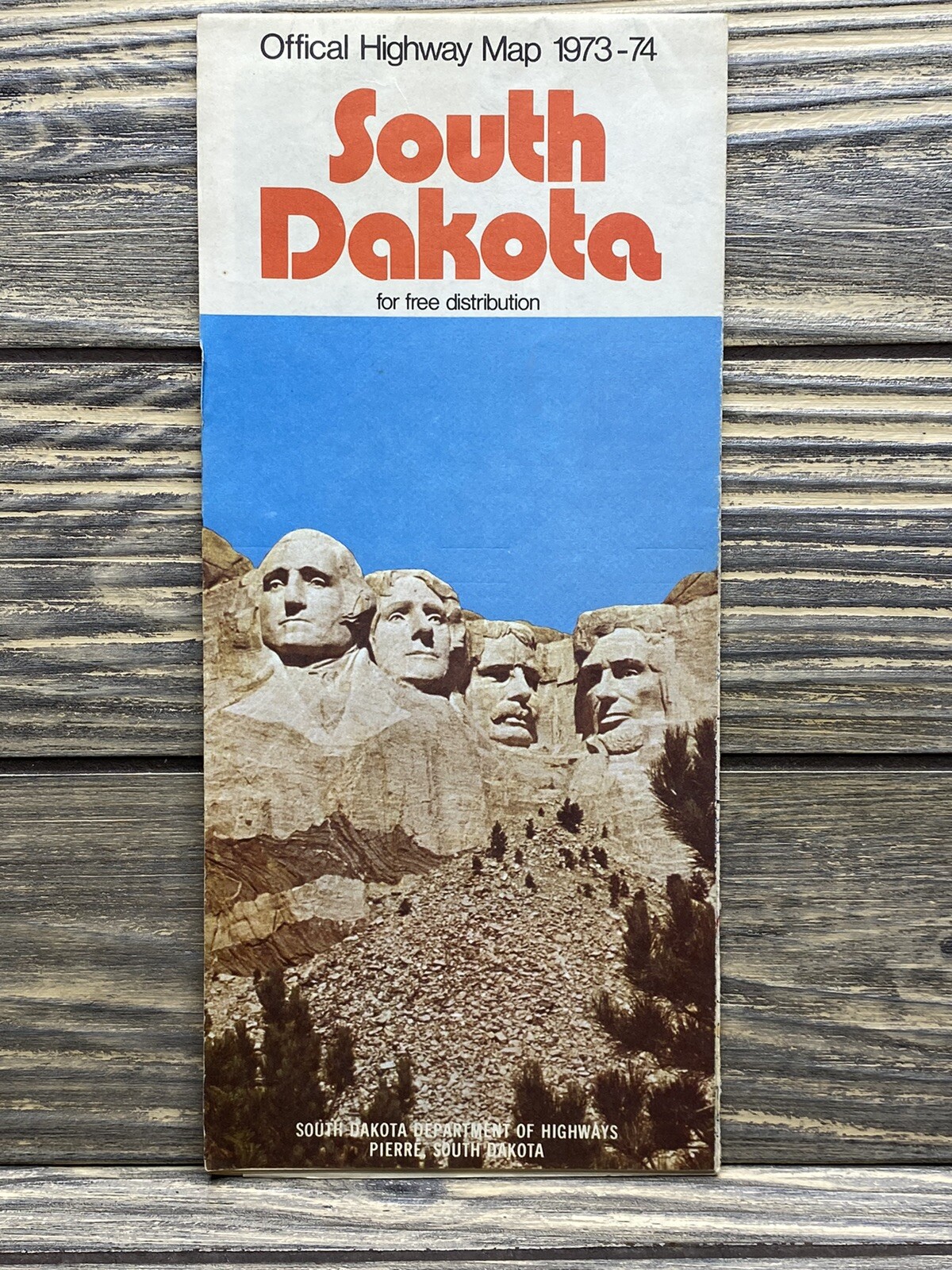 Vintage 1973-1974 South Dakota Official Highway ￼Map
