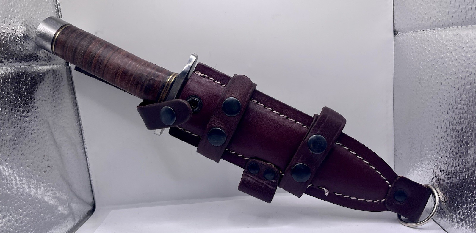 GCS Handmade Stacked Leather Handle D2 Tool Steel Tactical Hunting Knife GCS Handmade Stacked Leather Handle D2 Tool Steel Tactical Hunting Knife