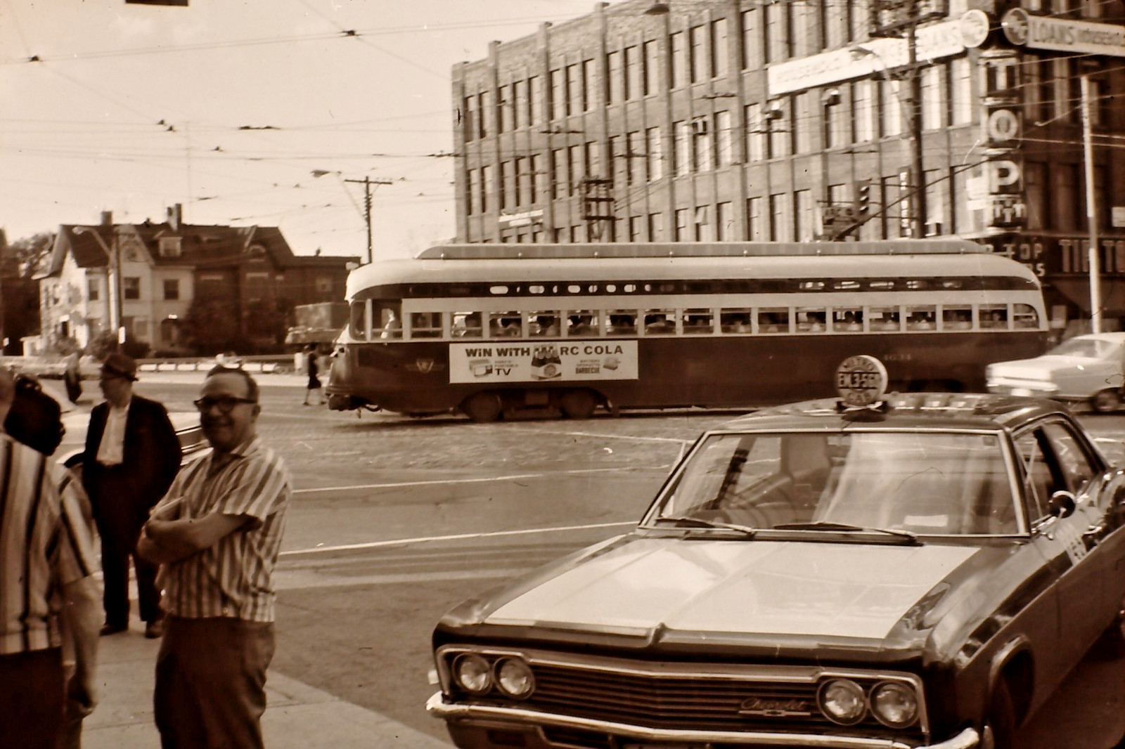 Trolley Car & Taxi Cab Washington D.C. Vintage 35mm Slide 1960\'s Found Art R190B
