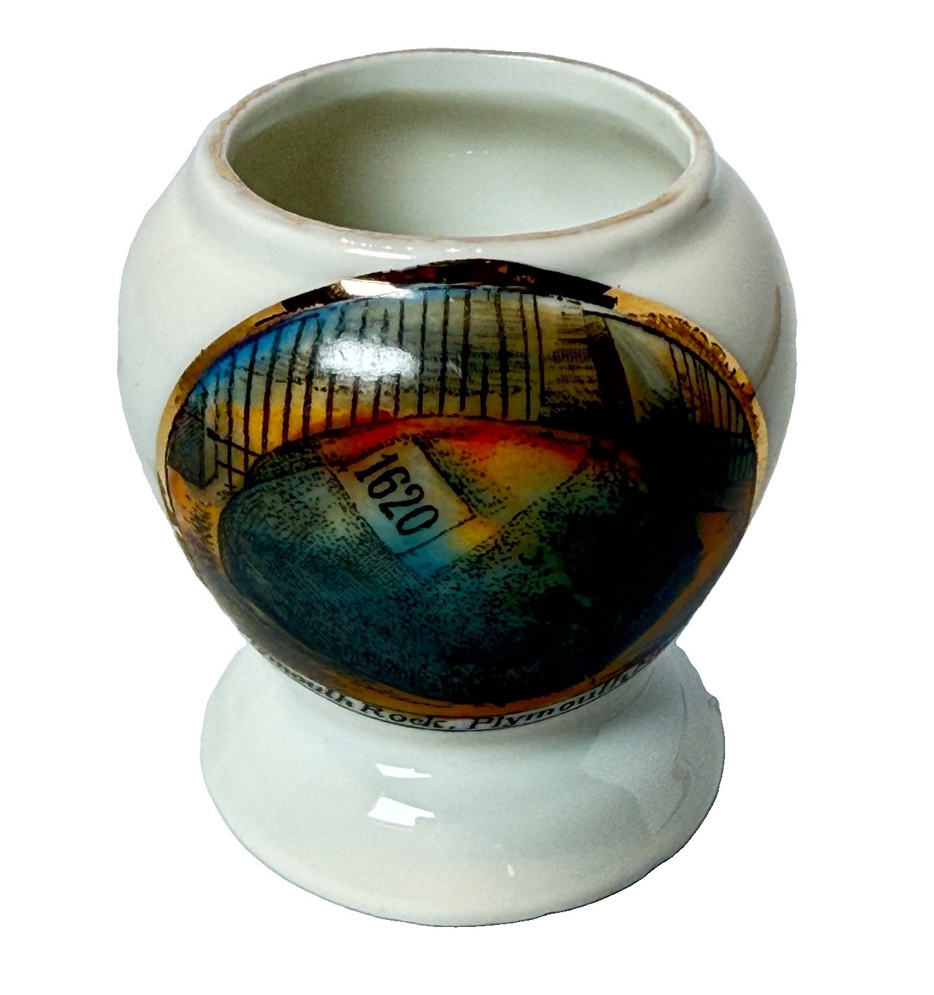PLYMOUTH , MA MASS Antique PLYMOUTH ROCK Souvenir China CUP Trinket