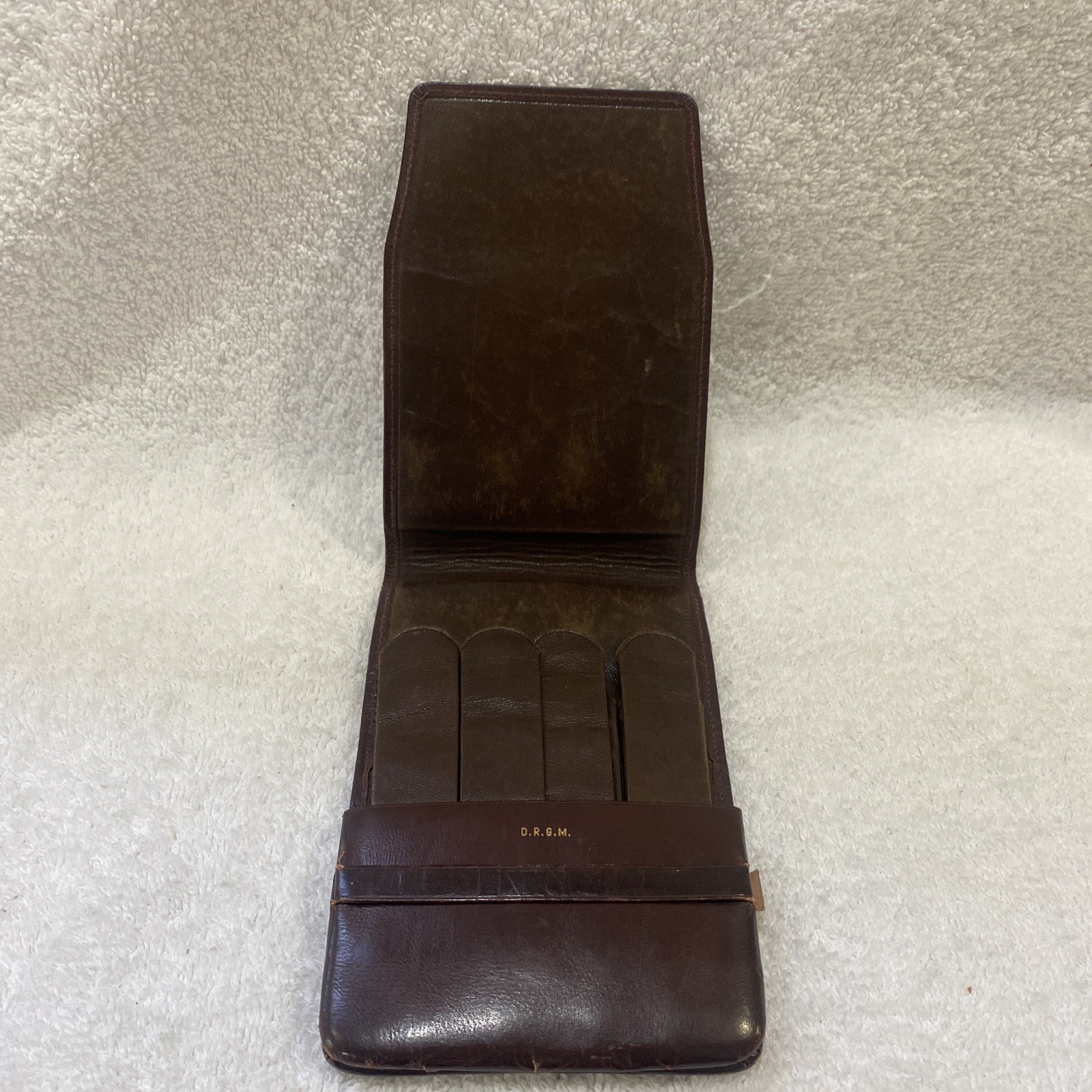 Vintage D.R.G.M. Leather 4 Cigar Case Holder