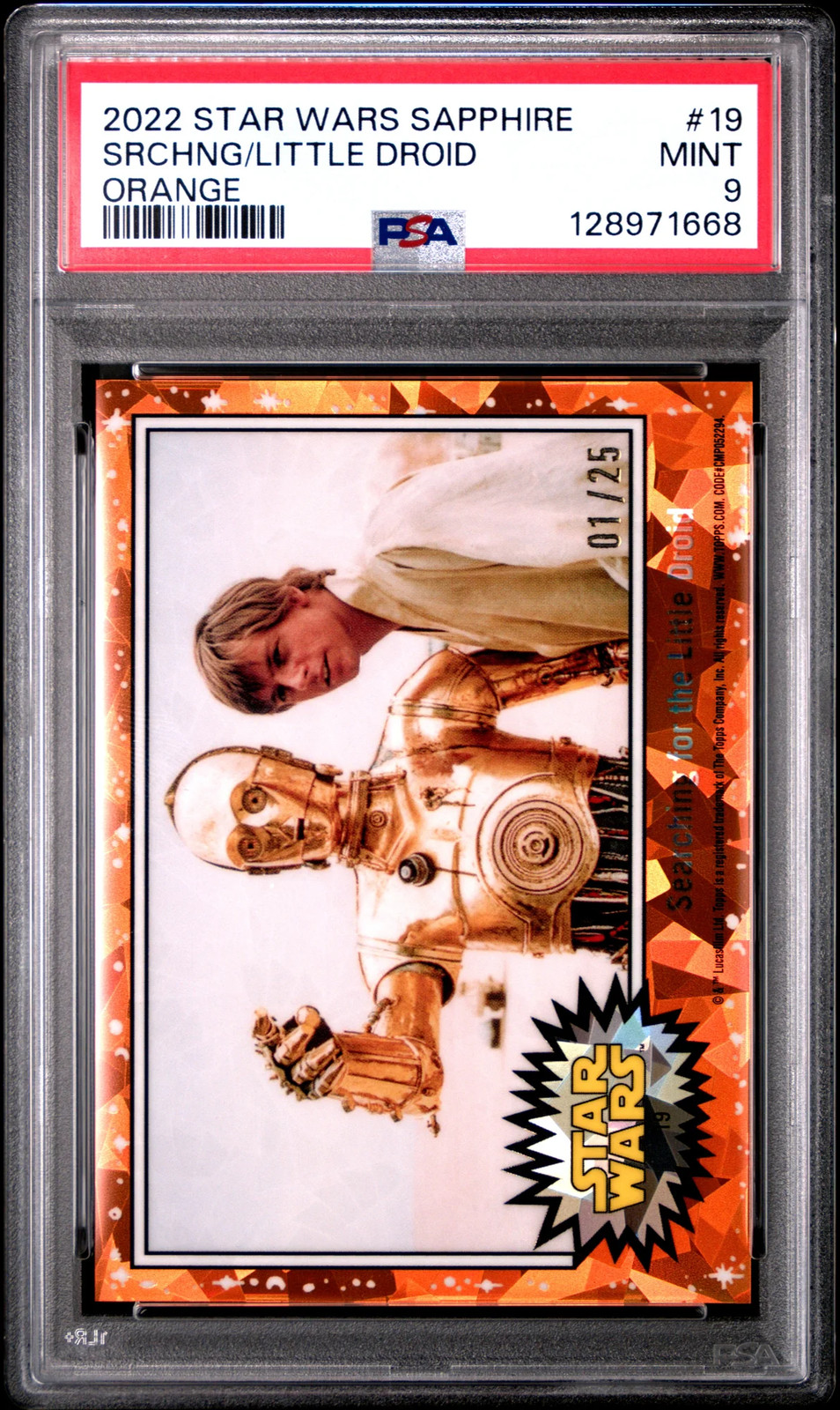 2022 Topps Chrome Sapphire Star Wars Little Droid Srchng /25 #19 PSA 9 Alpha