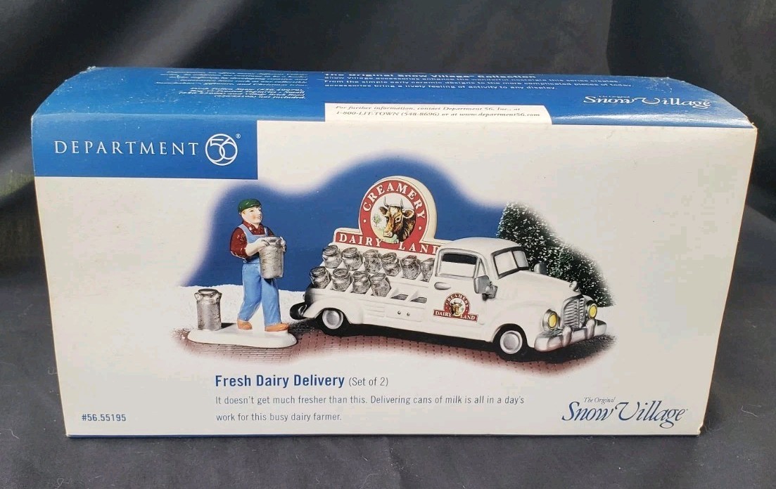 2002 Department 56 Snow Village Fresh Dairy Delivery Truck New in Box #56.55195