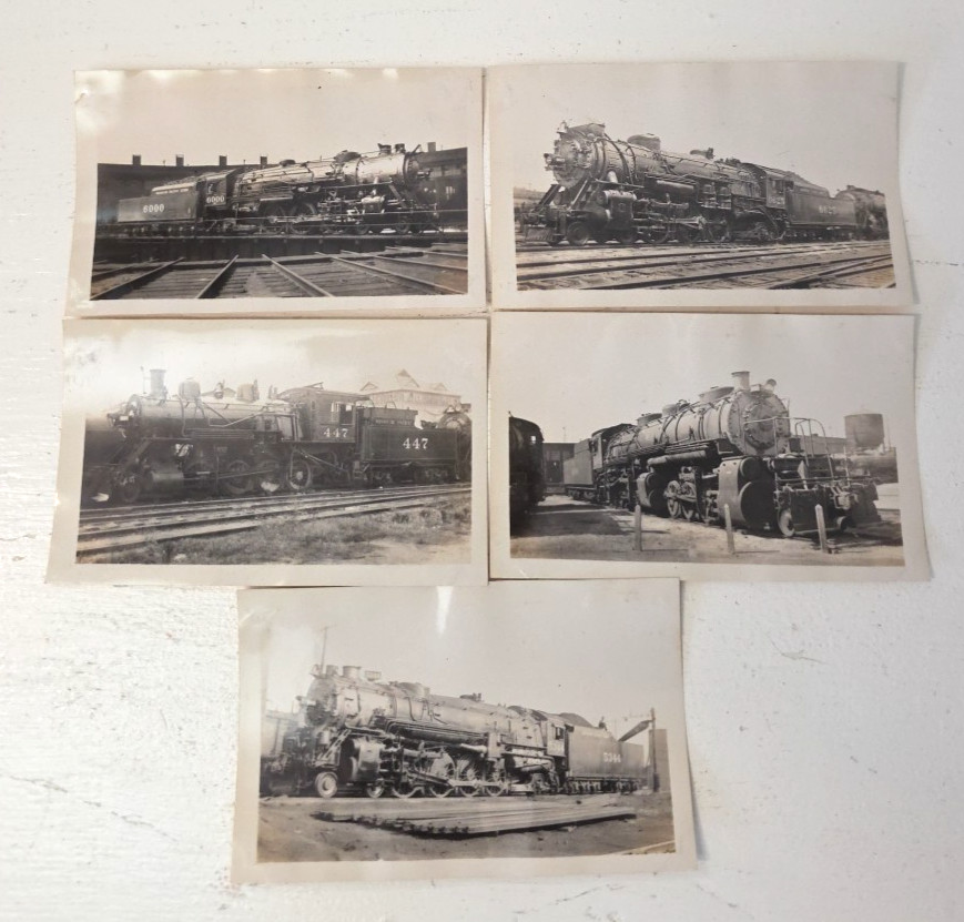 Vintage 1934 - 1935 Missouri Pacific Railroad Steam Locomotive Photo Lot Of 5