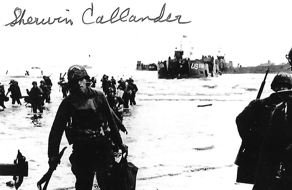 Sherwin Callander signed 4x6 photo WW II D-Day European Theater RARE COA LOOK