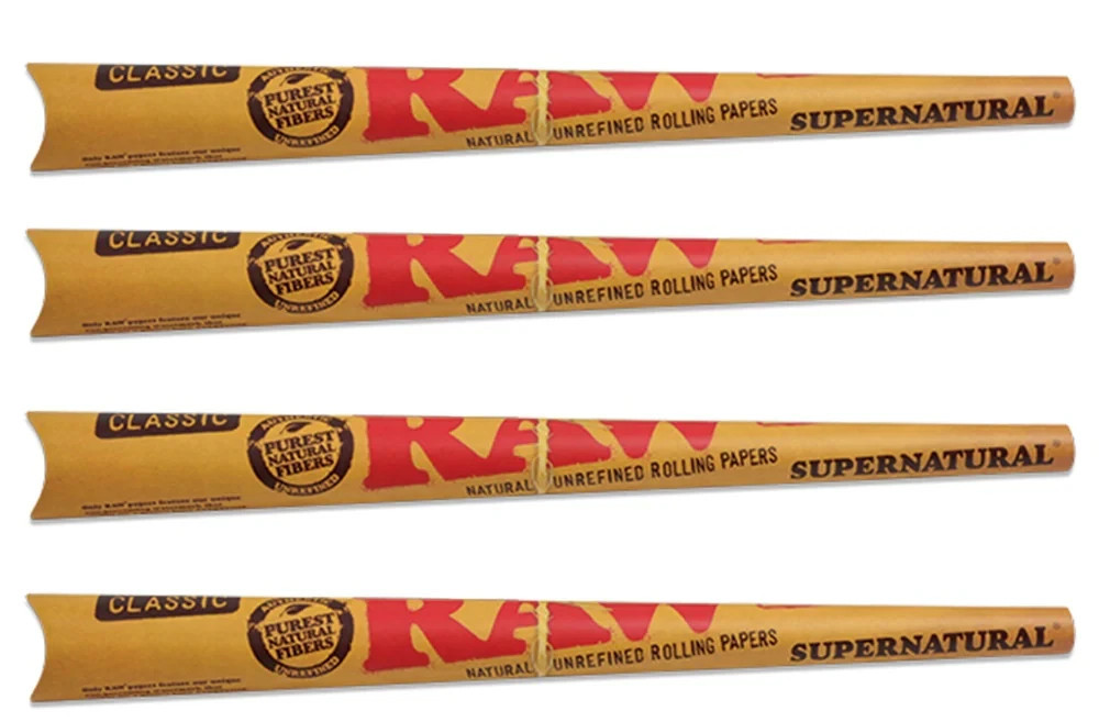 😎4x RAW CLASSIC SUPERNATURAL SIZE UNREFINED ROLLING PAPERS✨ 1 CONE PER PACK 👀