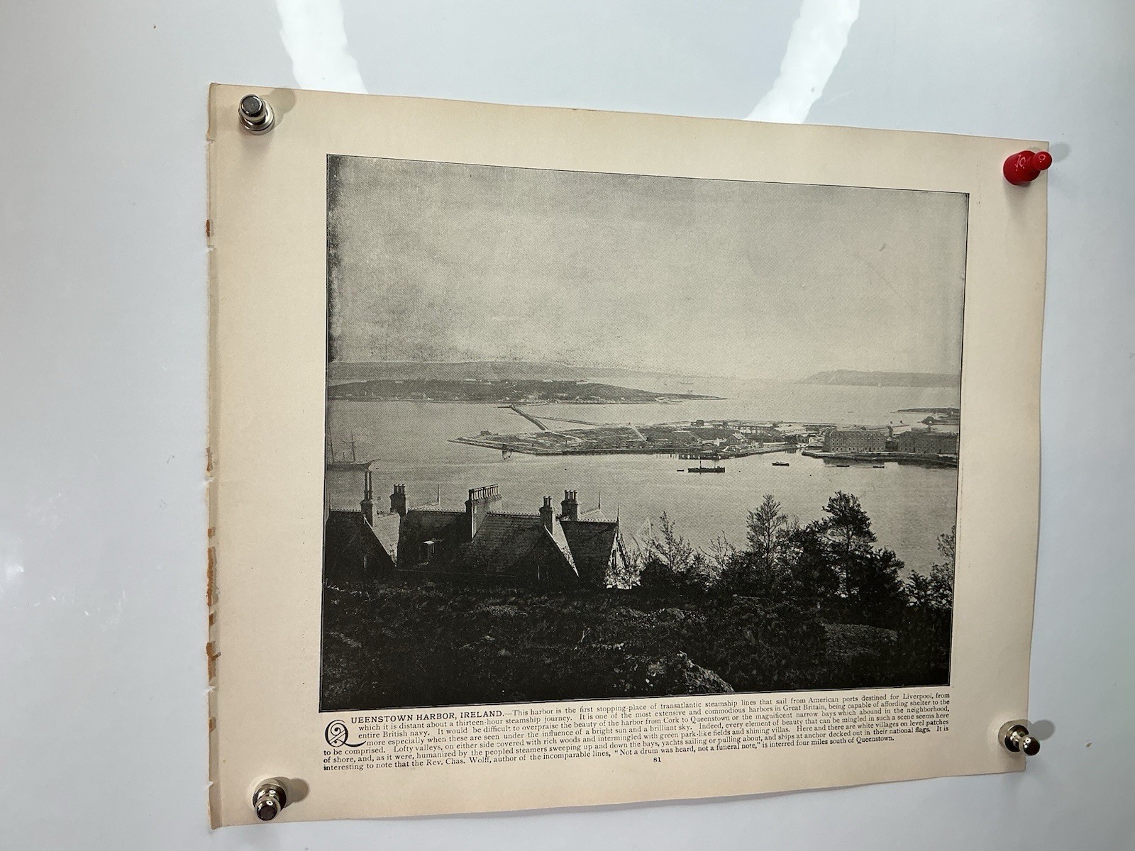 1894 Photogravure – Queenstown Harbor Ireland – Transatlantic Steamship Port