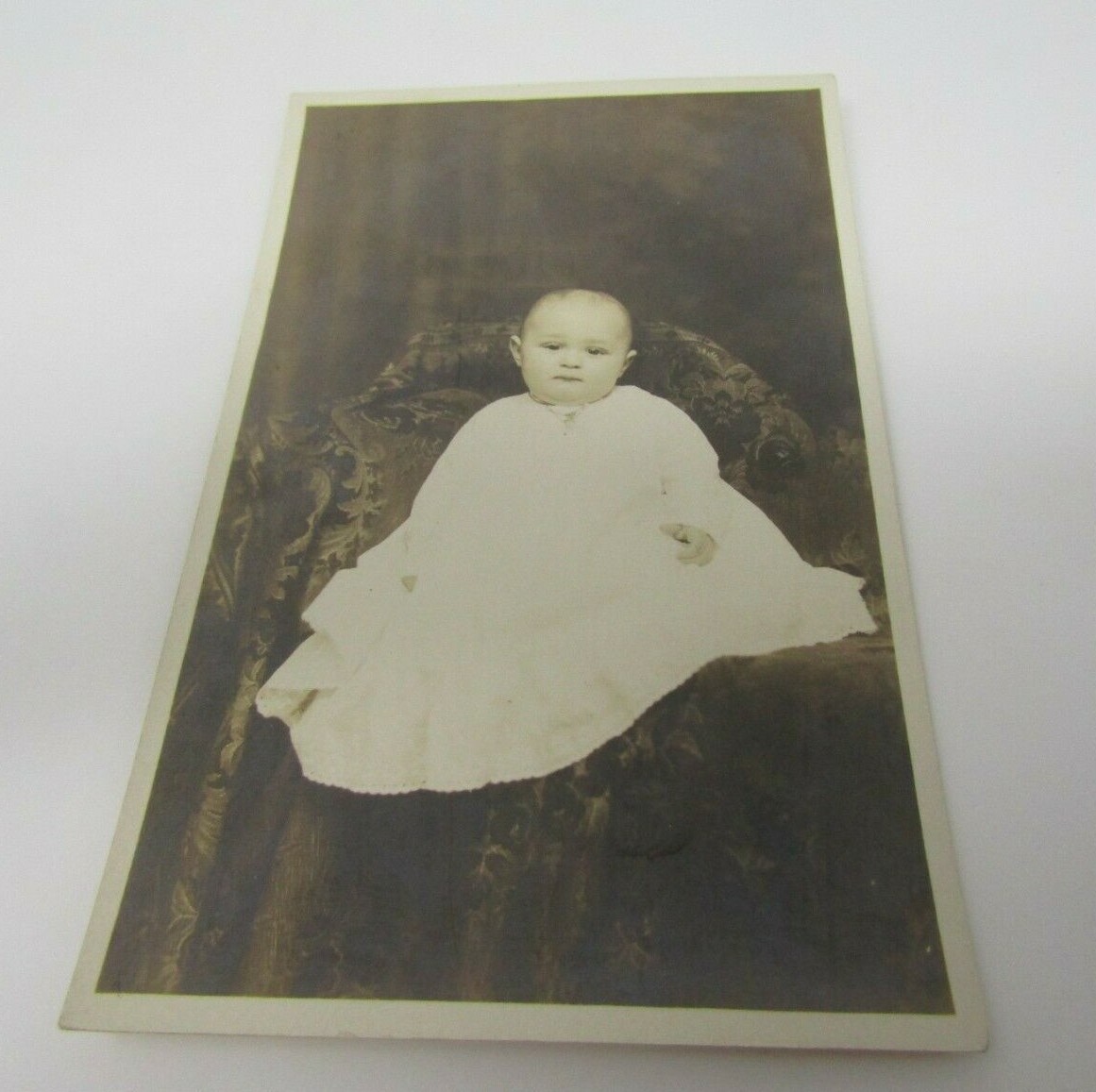 Baby in White Gown RPPC Real Photo Postcard Strunk's Studio c1910s Unused