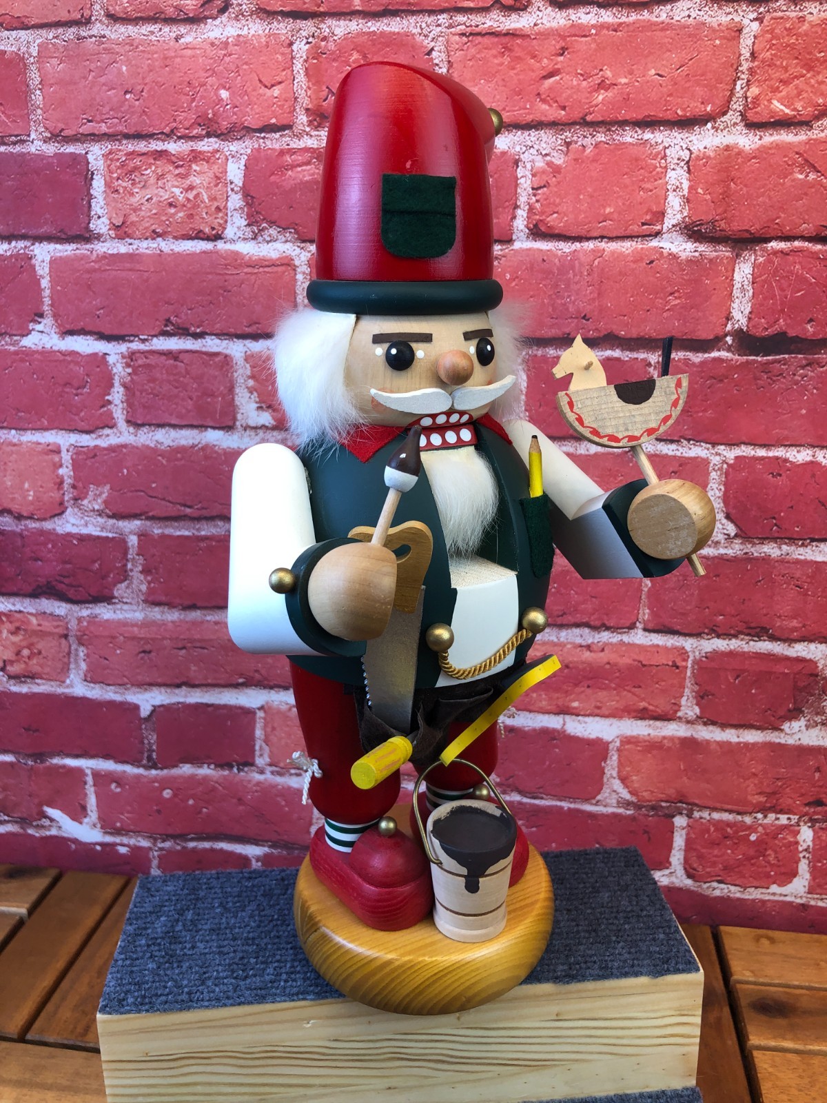 RG RICHARD GLASSER NUTCRACKER DWARF SANTA Carpenter TOY MAKER 14