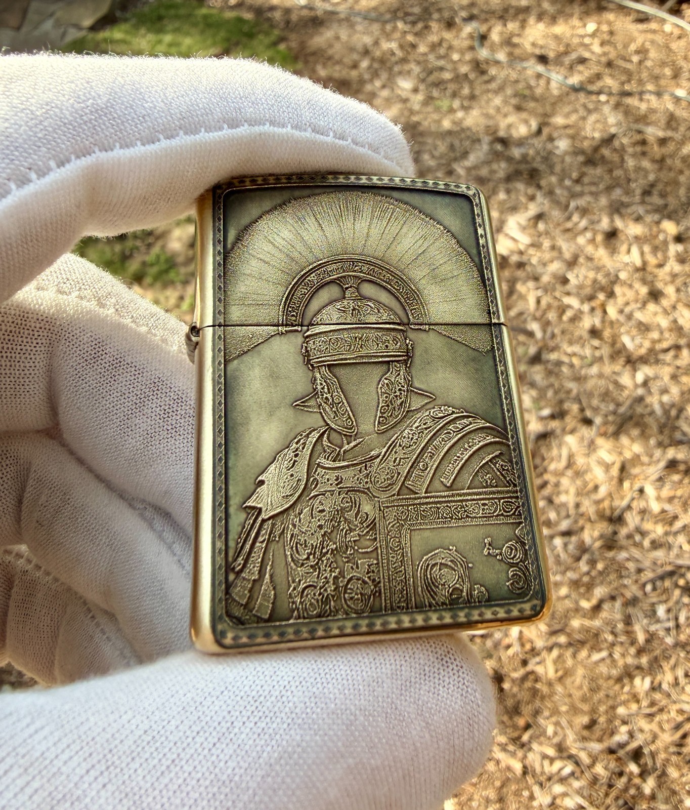Warrior of Sparta 3D Engraved Brass Armor Zippo Lighter | Custom USA Made |