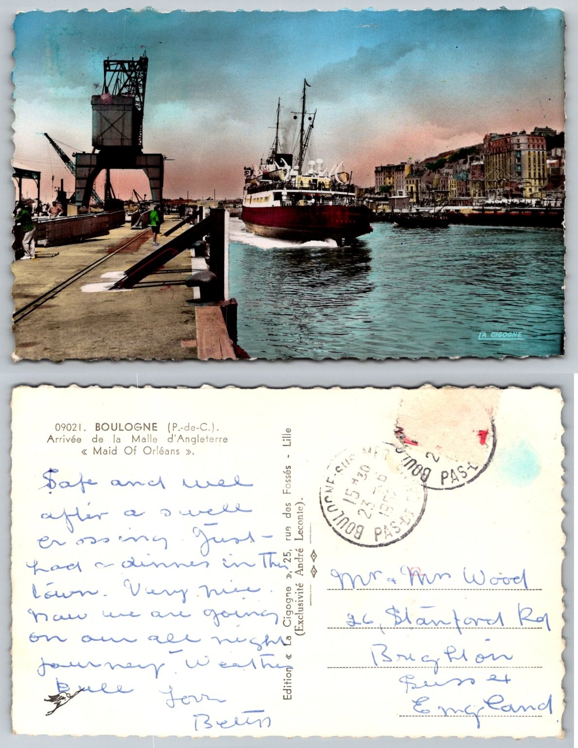 1930 Boulogne-sur-Mer Port Postcard, Maid Of Orléans Ship, France 1930 Boulogne-sur-Mer Port Postcard, Maid Of Orléans Ship, France