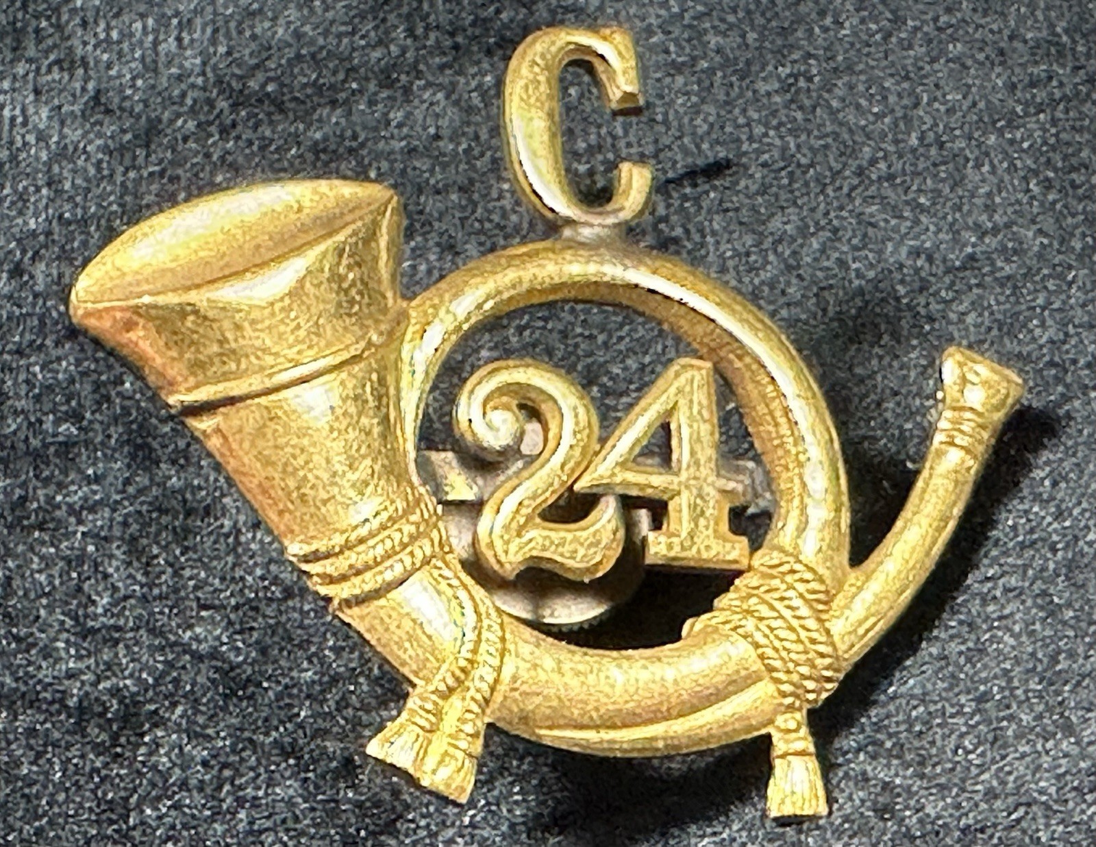 1895 BUFFALO SOLDIERS US 24th “C” ARMY INFANTRY TRUMPETERS CAP BADGE HARD FIND 1895 BUFFALO SOLDIERS US 24th “C” ARMY INFANTRY TRUMPETERS CAP BADGE HARD FIND