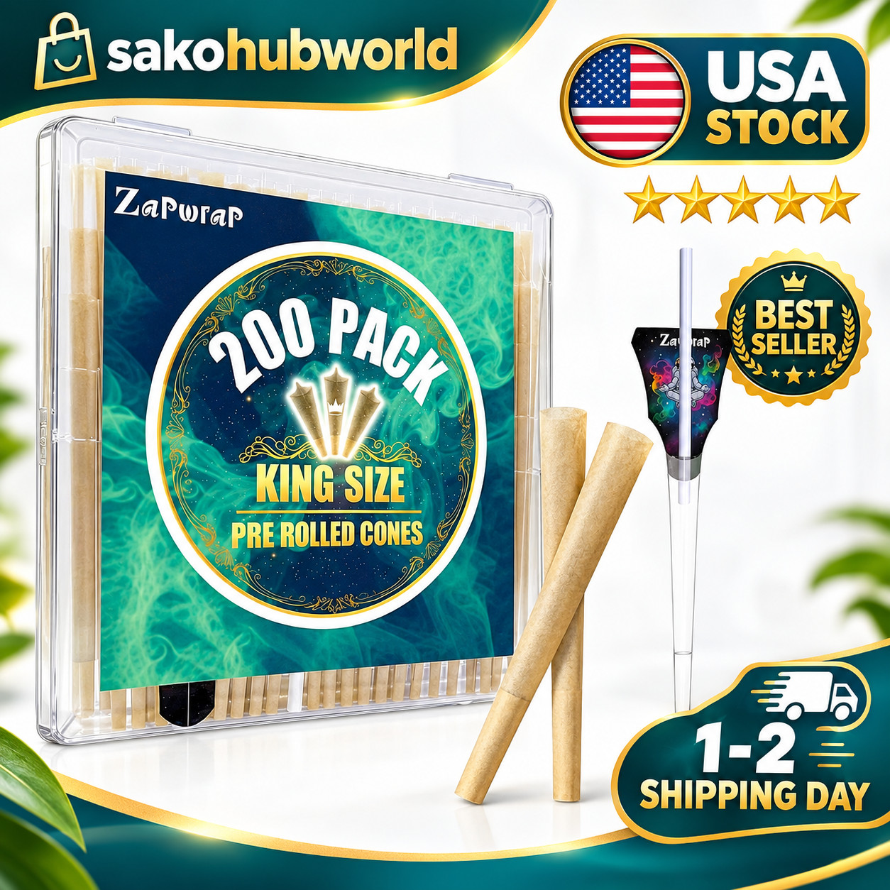200 PACK Cones Rolling Paper | King Size | 108Mm | Pre Rolled Cones with Paper L