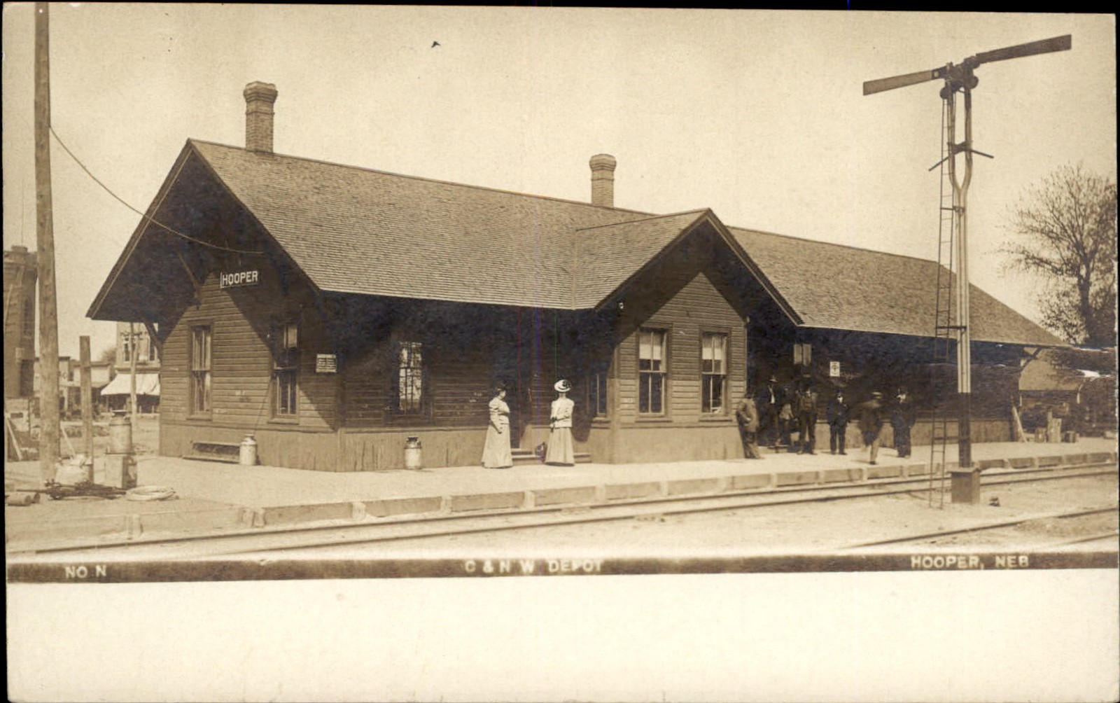 Hooper NE C&NW Depot Olsen Photograph Co. c1910s Real Photo Vintage Postcard bhn