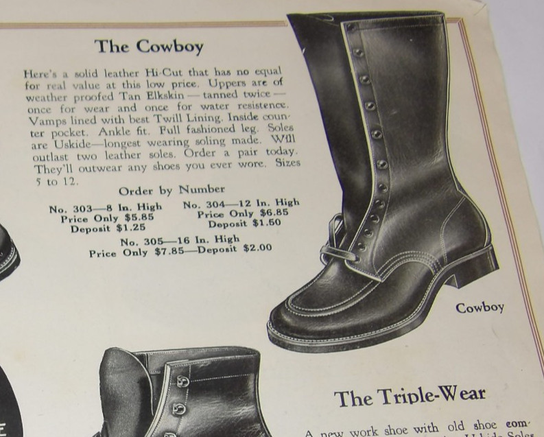 VINTAGE 1926 MEN\'S & WOMEN\'S SHOE CATALOG BOOTS PICTURES & PRICES WORK/DRESS
