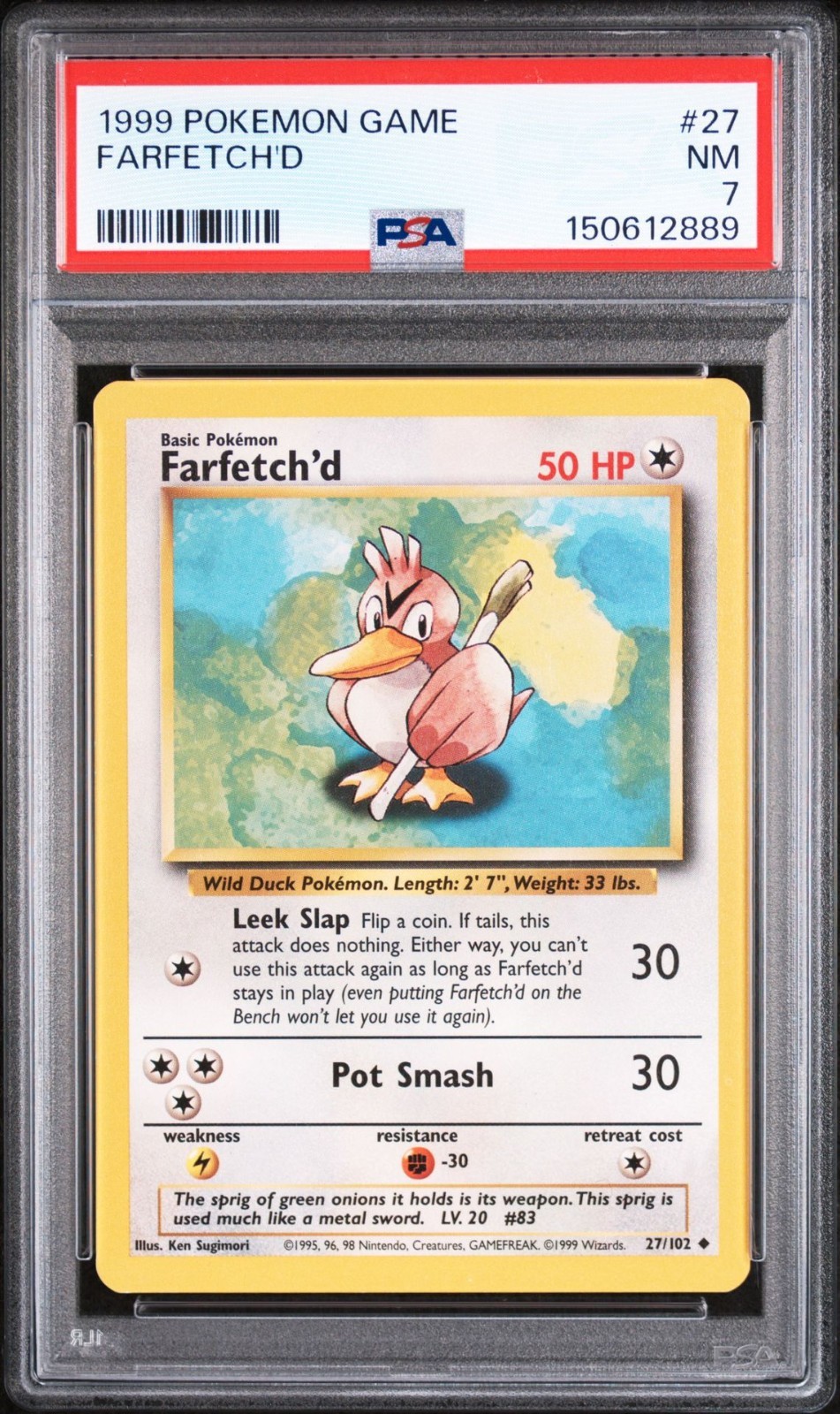 1999 Base Set Game #27 Farfetch\'d PSA 7 Near Mint Pokemon