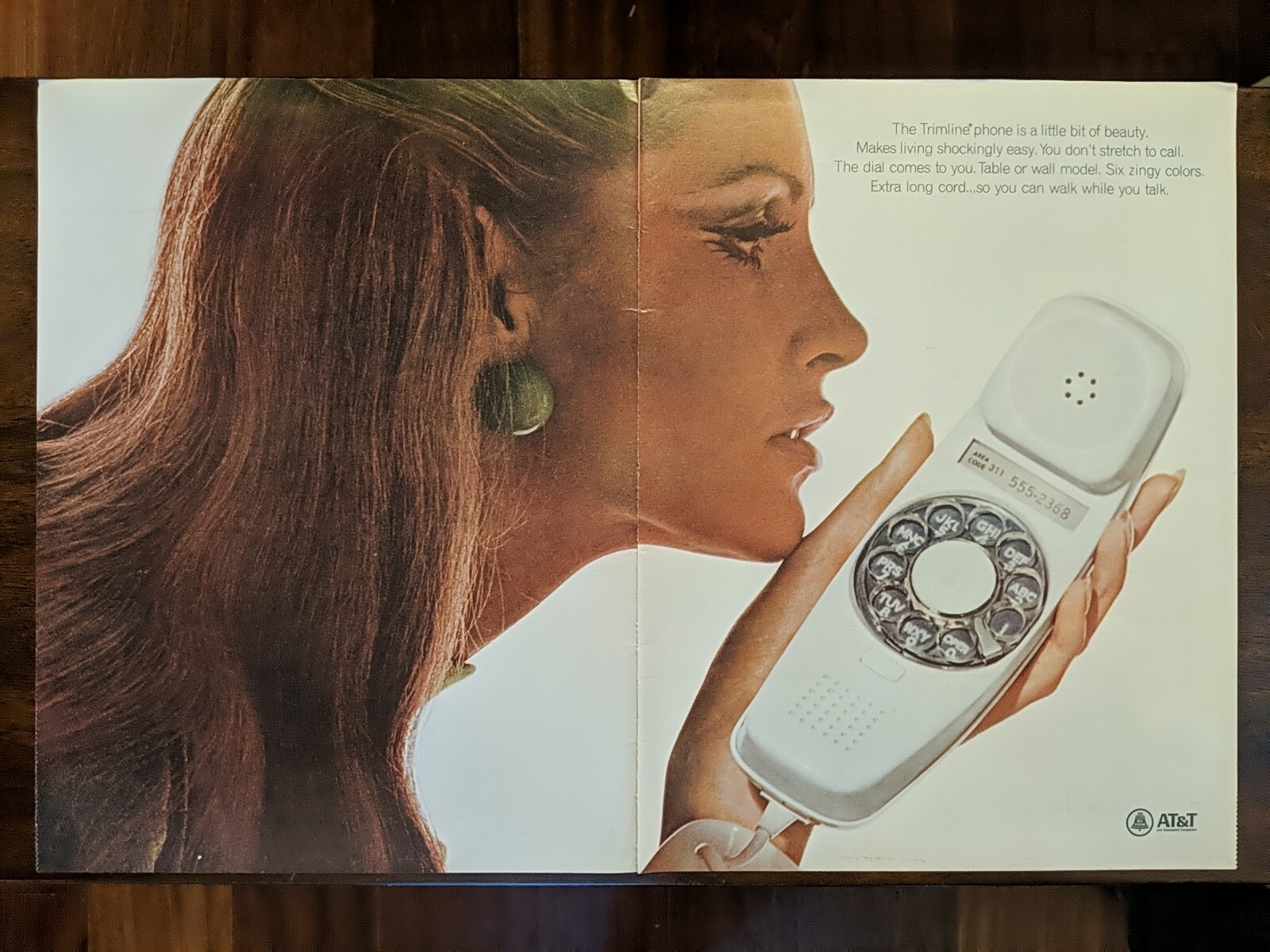 1967 AT&T Vintage Landline Telephone Print Ad, Prior To Cellphone 