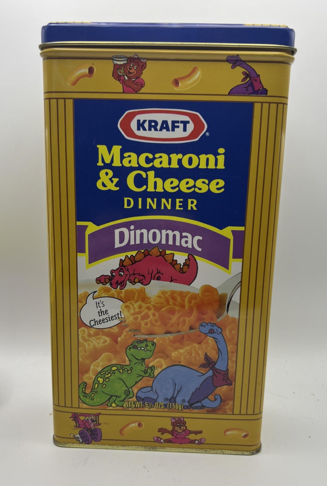 Vintage 1990's Kraft Macaroni and Cheese Tin Dinomac Cheesasaurus Rex Dinosaurs