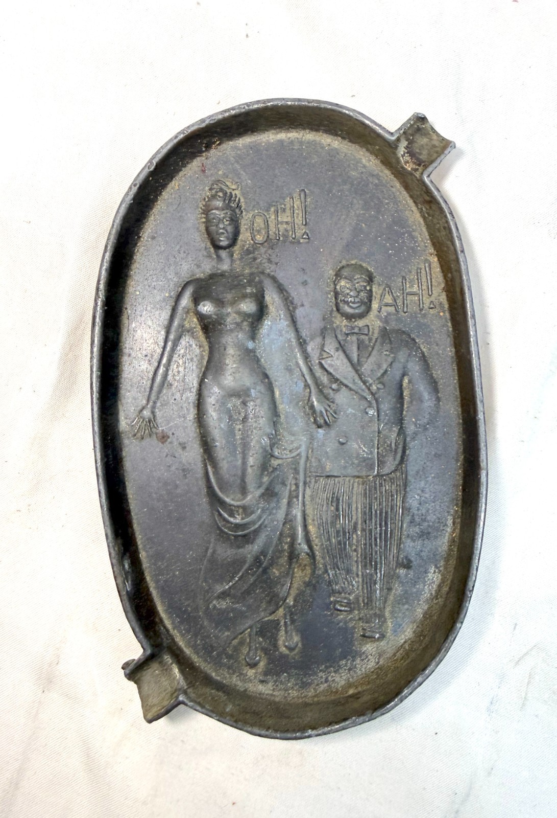 vintage naughty risque speakeasy double sided figural metal ashtray vintage naughty risque speakeasy double sided figural metal ashtray
