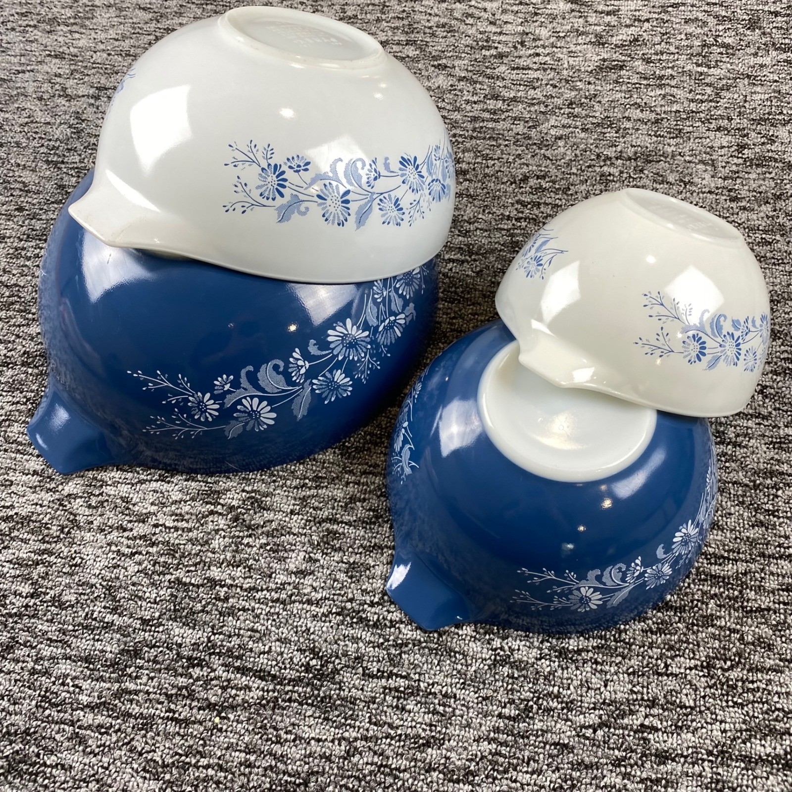 Vintage Pyrex Colonial Mist Cinderella Bowls 441 442 443 444 Complete Set