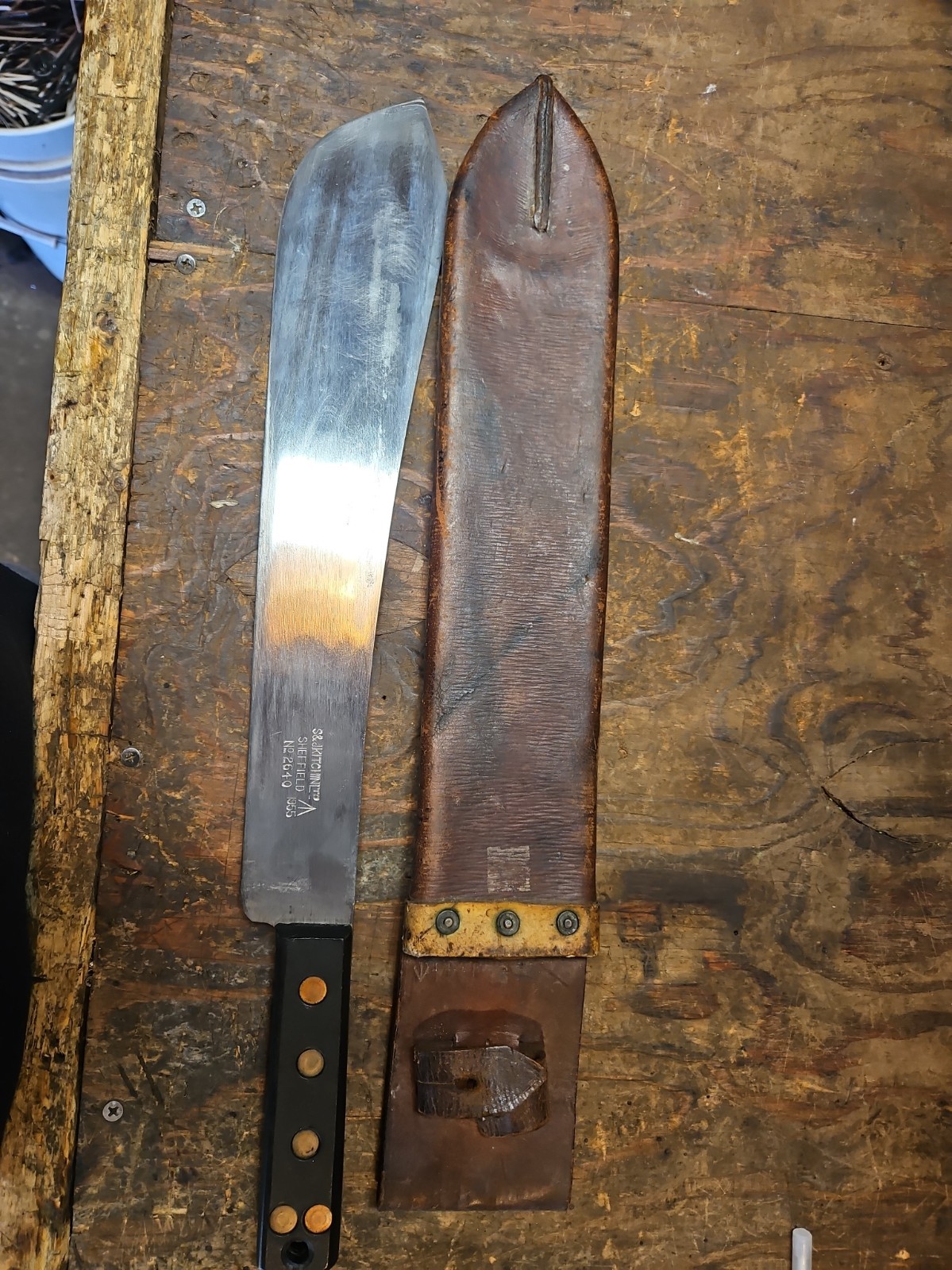 British Machette 1955 S&J Kitchin Ltd Sheffield NO. 2640 w/ Sheath Nice Cond
