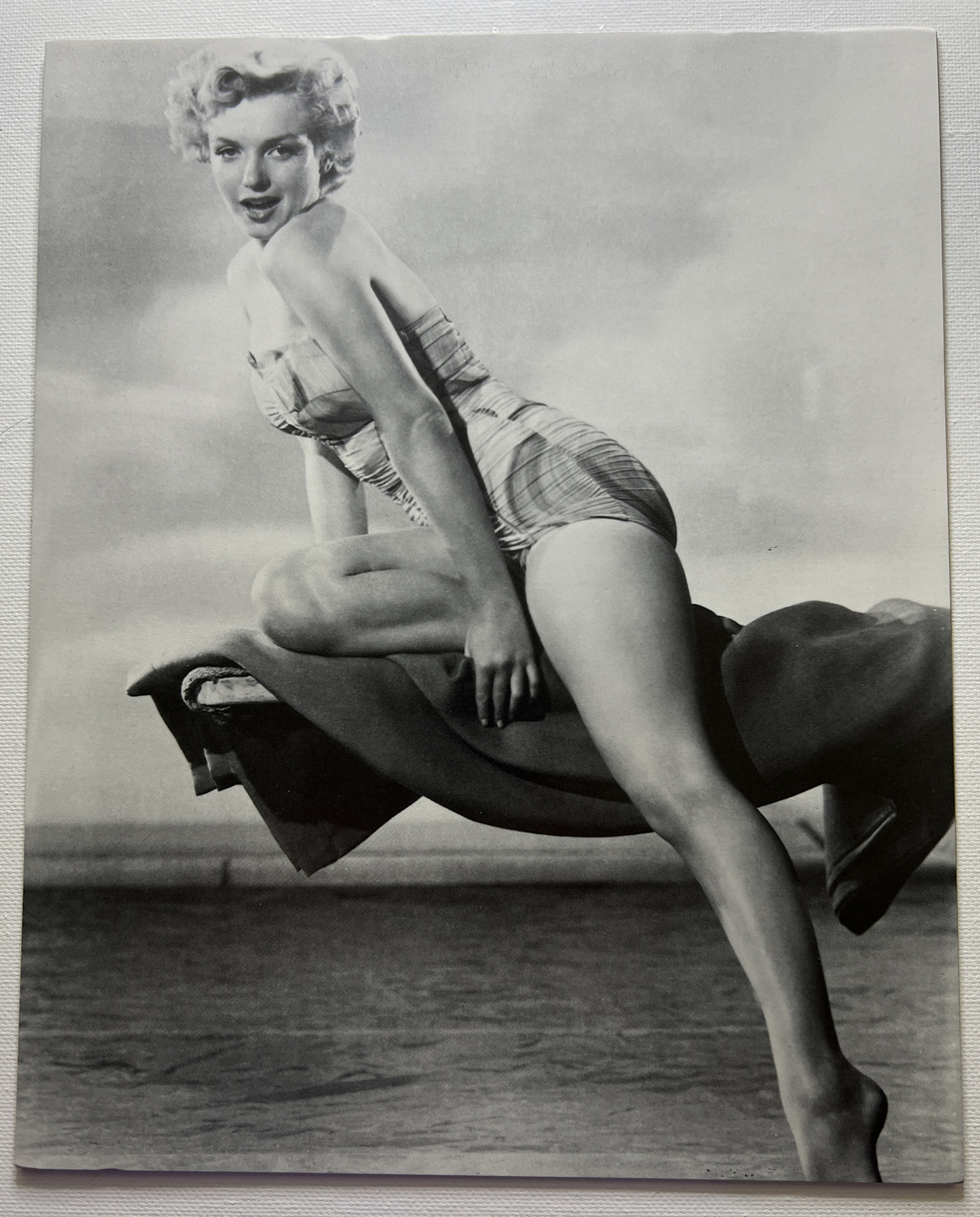 Vintage Hollywood Starlet Marilyn Monroe Swimsuit On Diving Board Reprint B/W