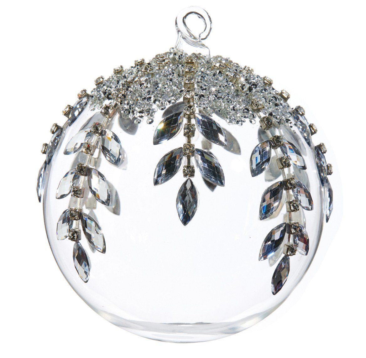 Raz Imports Jeweled Ball Clear Glass Christmas Ornament 5\