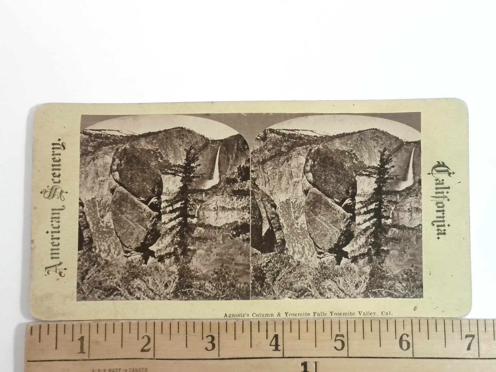Agassiz\'s Column Yosemite Falls Stereoview American Scenery California 1870s