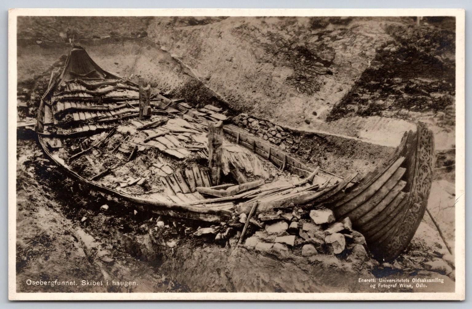 Oseberg Ship Viking Burial Postcard Norway Archaeological Find Early 1900s E51