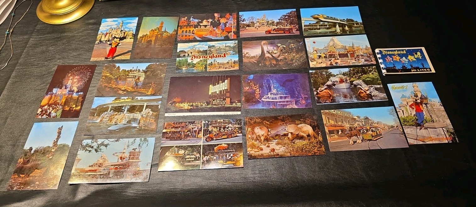 20 Vintage Disneyland Postcard 1960s-70's & 1 Hi-Lites