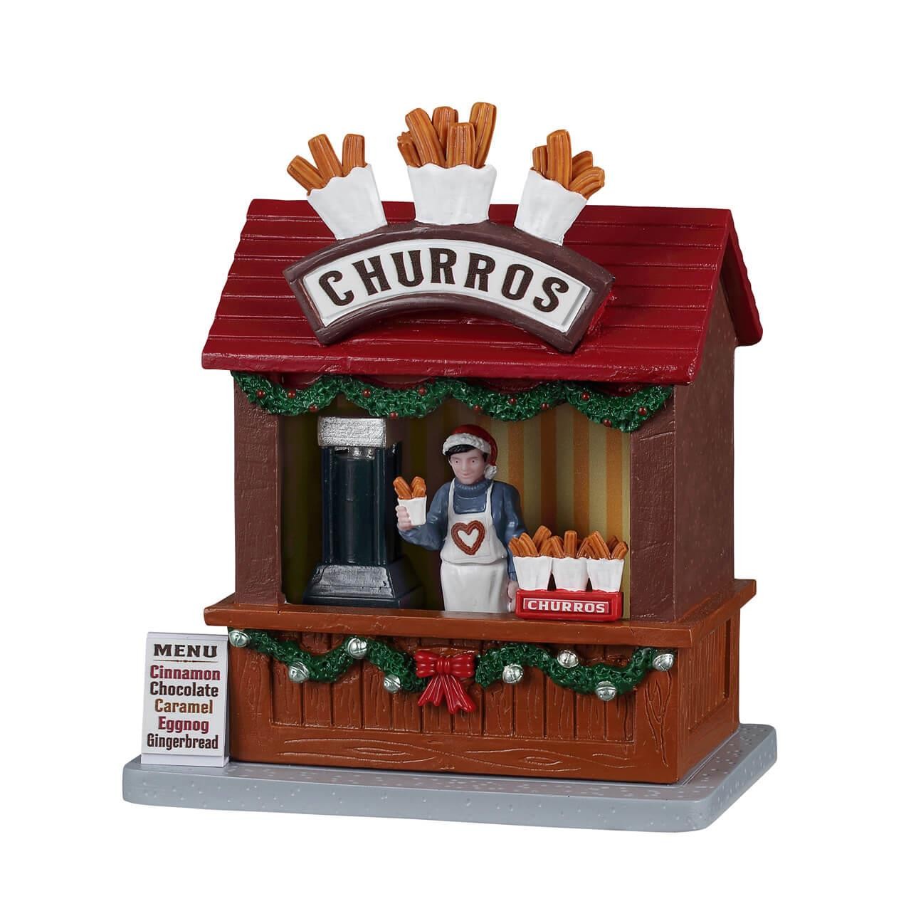 Lemax Caddington Village Accessory Churros in Dark Red Roof Stand 63827 Lemax Caddington Village Accessory Churros in Dark Red Roof Stand 63827