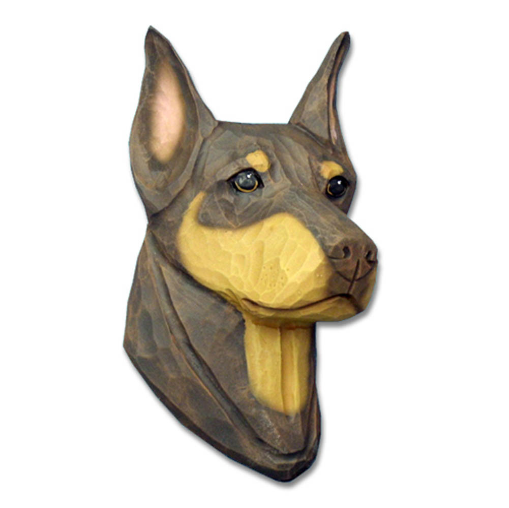 Doberman Pinscher Head Plaque Figurine Red/Tan