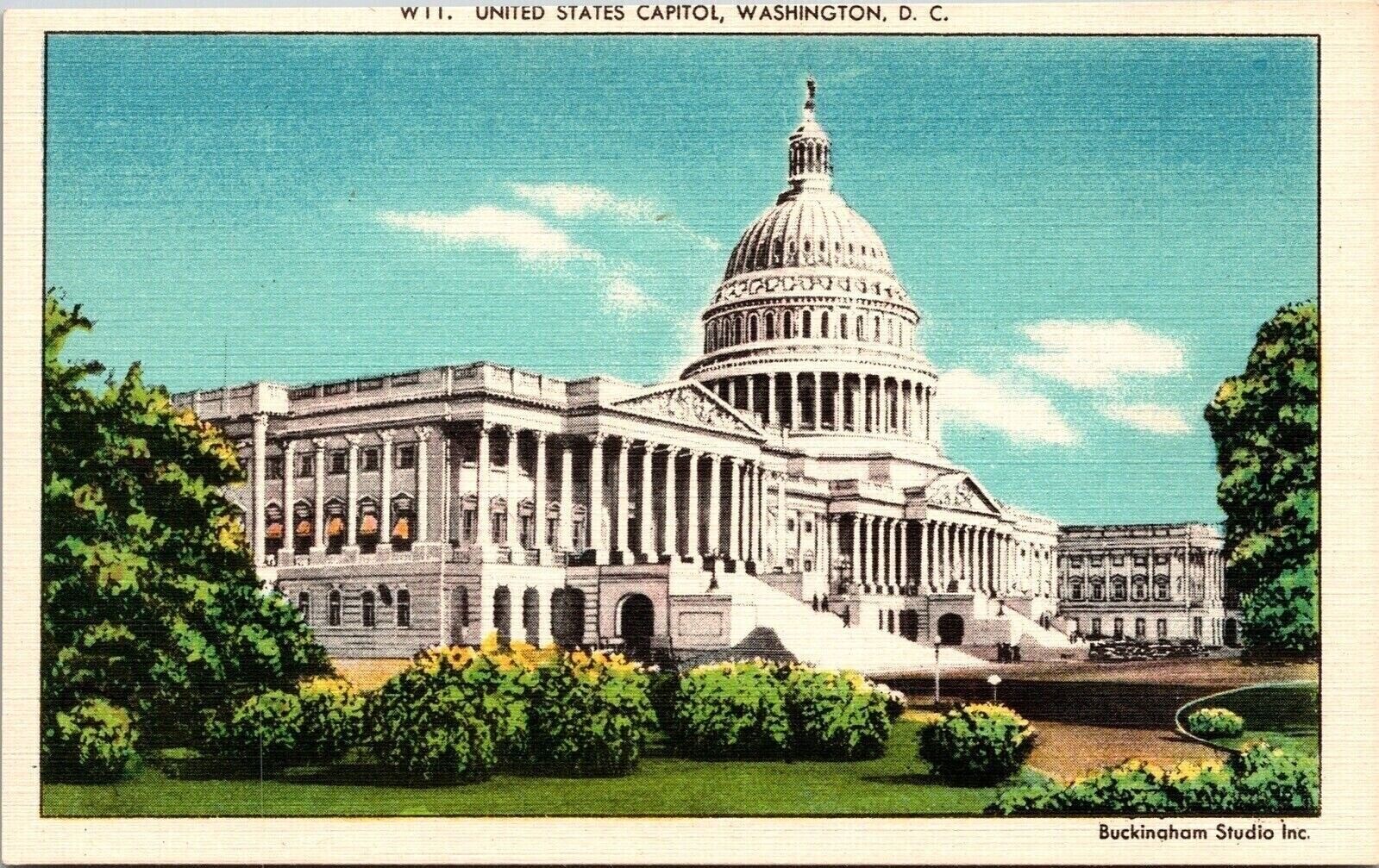 United States Capitol Washington DC Government Building Linen UNP VNG Postcard