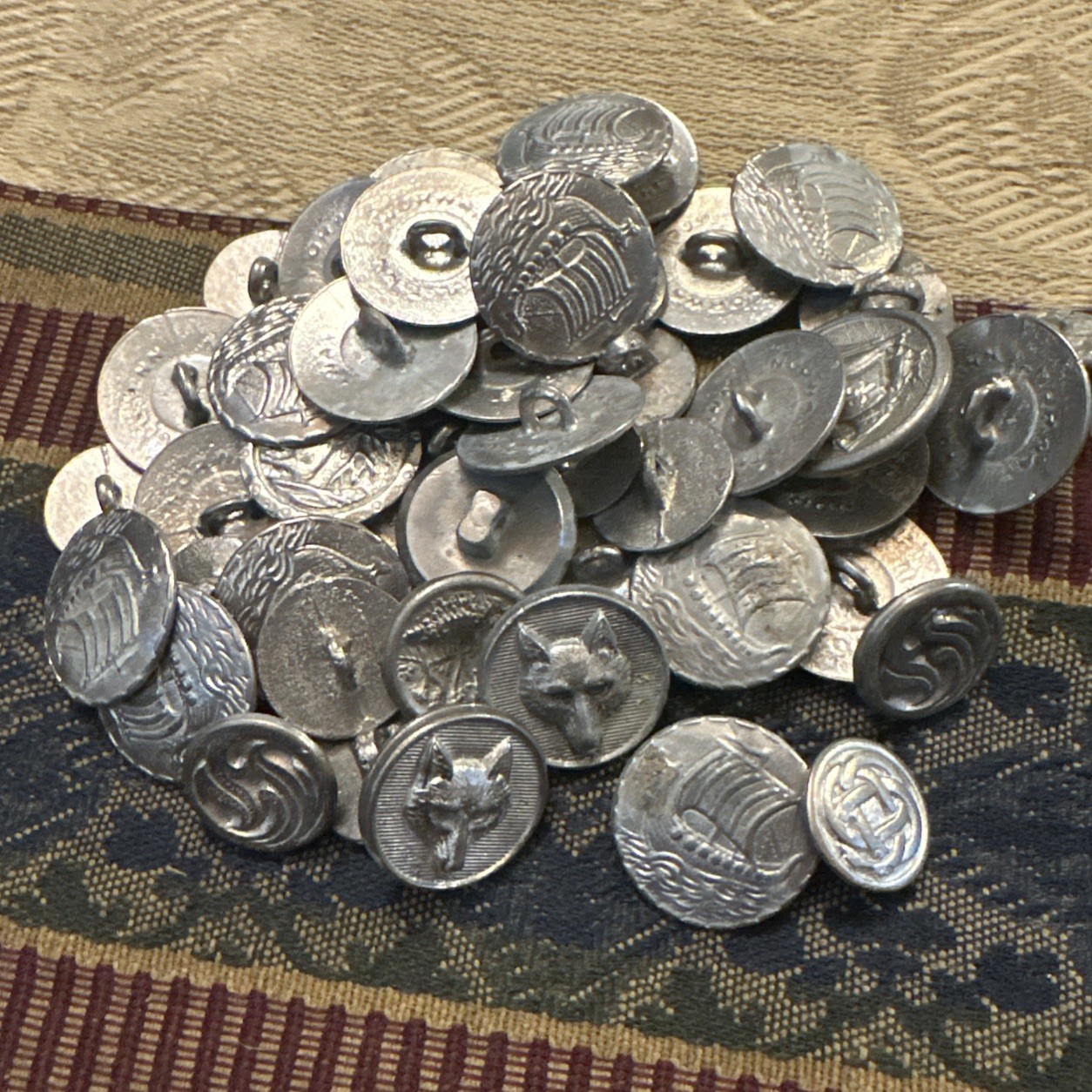 46 Handcrafted Cast Lead-free Pewter Buttons Re Enactor - Mixed Seconds Sm/Med