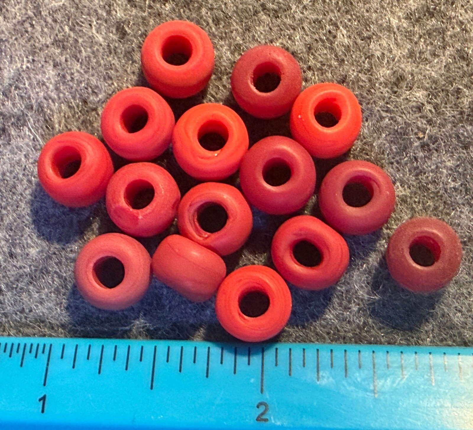 15 Old Blood Red Padre Glass Trade Beads Huron Indian 1800\'s