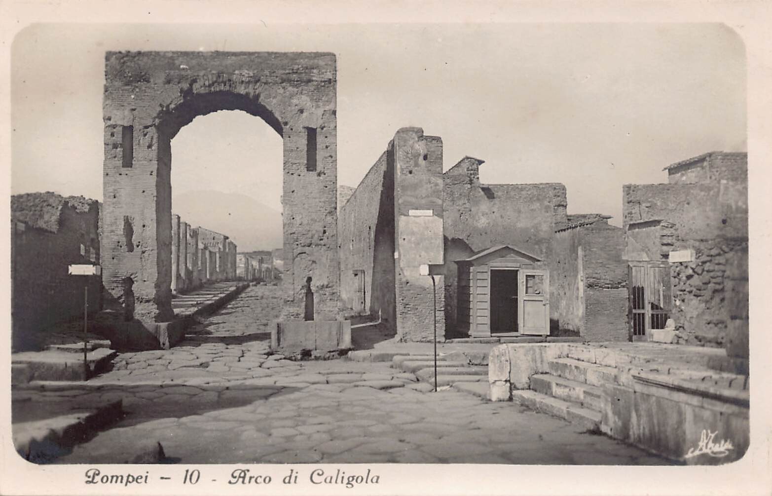RPPC Pompeii Roman Empire Ruins Arch of Caligula Photo Vtg Postcard C15