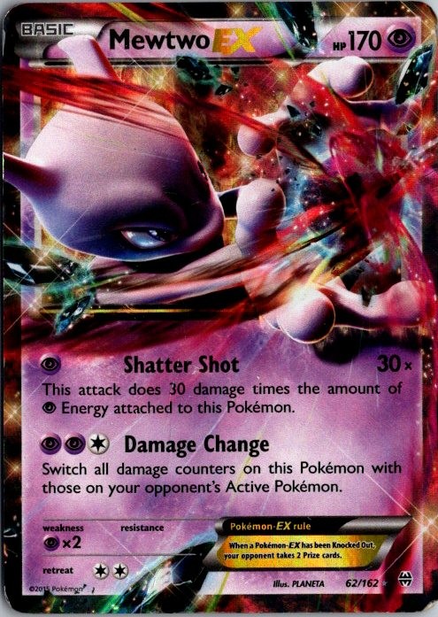 Mewtwo EX 62/162 2015 Pokemon XY BREAKthrough Rare Holo EX
