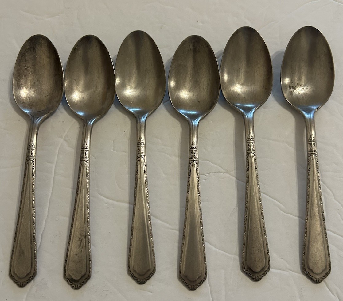 Antique Wallco Sectional A1+ Silver plate Carlton Set (6) Art Deco DinnerSpoons