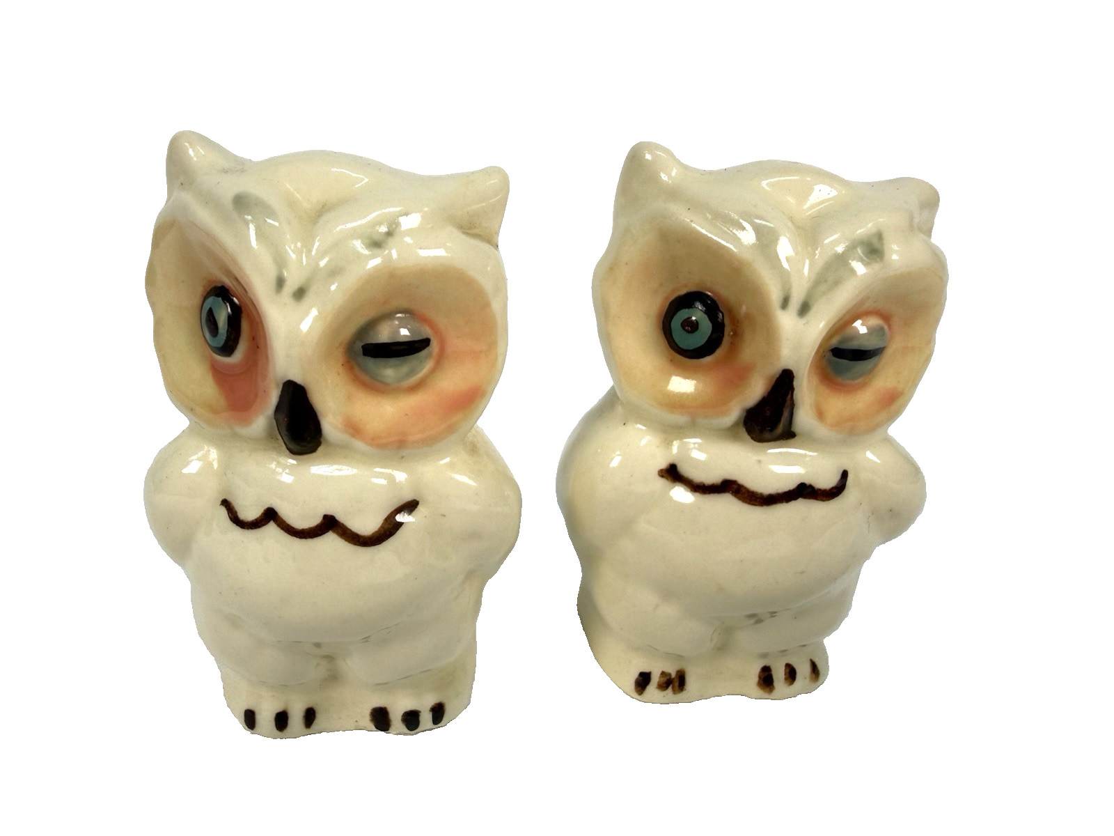 Shawnee Pottery Winking Owl Salt and Pepper Shakers Set USA MCM Vintage # 51 Shawnee Pottery Winking Owl Salt and Pepper Shakers Set USA MCM Vintage # 51