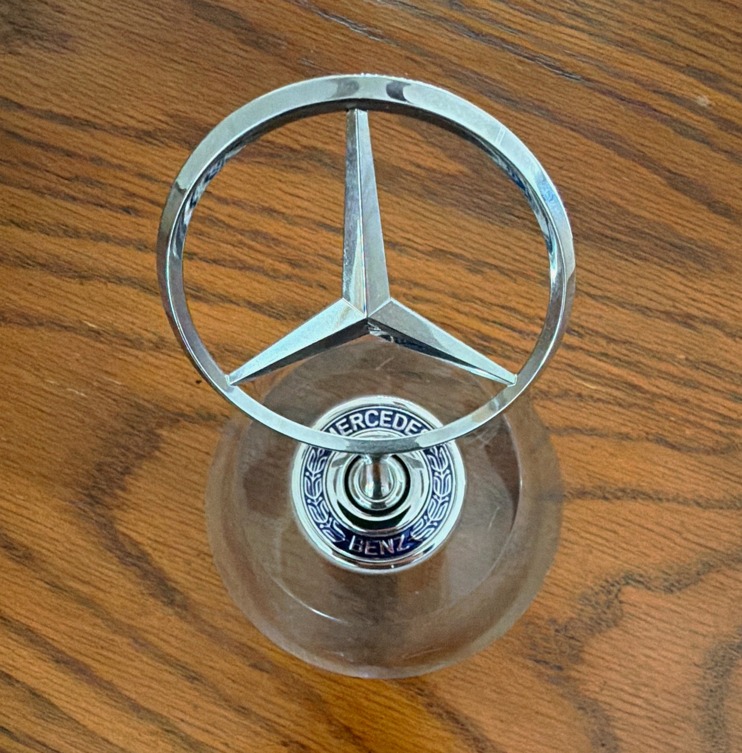 Mercedes-Benz Chrome Hood Ornament Emblem Three-Point Star on Base