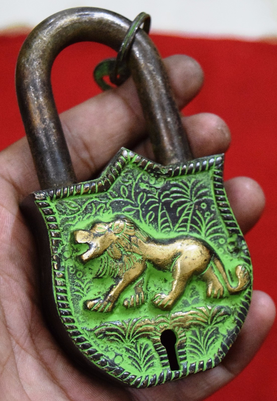 Lion Design Padlock Brass Vintage Door Safety Lock Handmade Door Tricky Padlock 