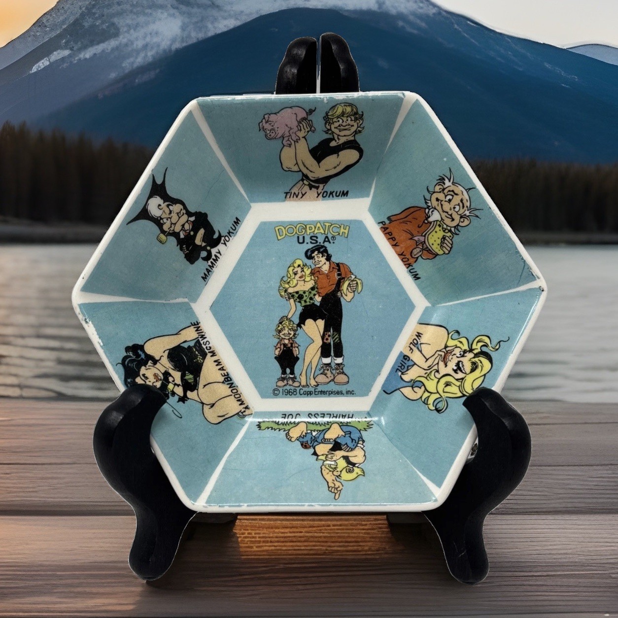 VTG Dogpatch USA Li'l Abner Cartoon Hexagonal Bowl 1968 Capp Theme-Park Souvenir