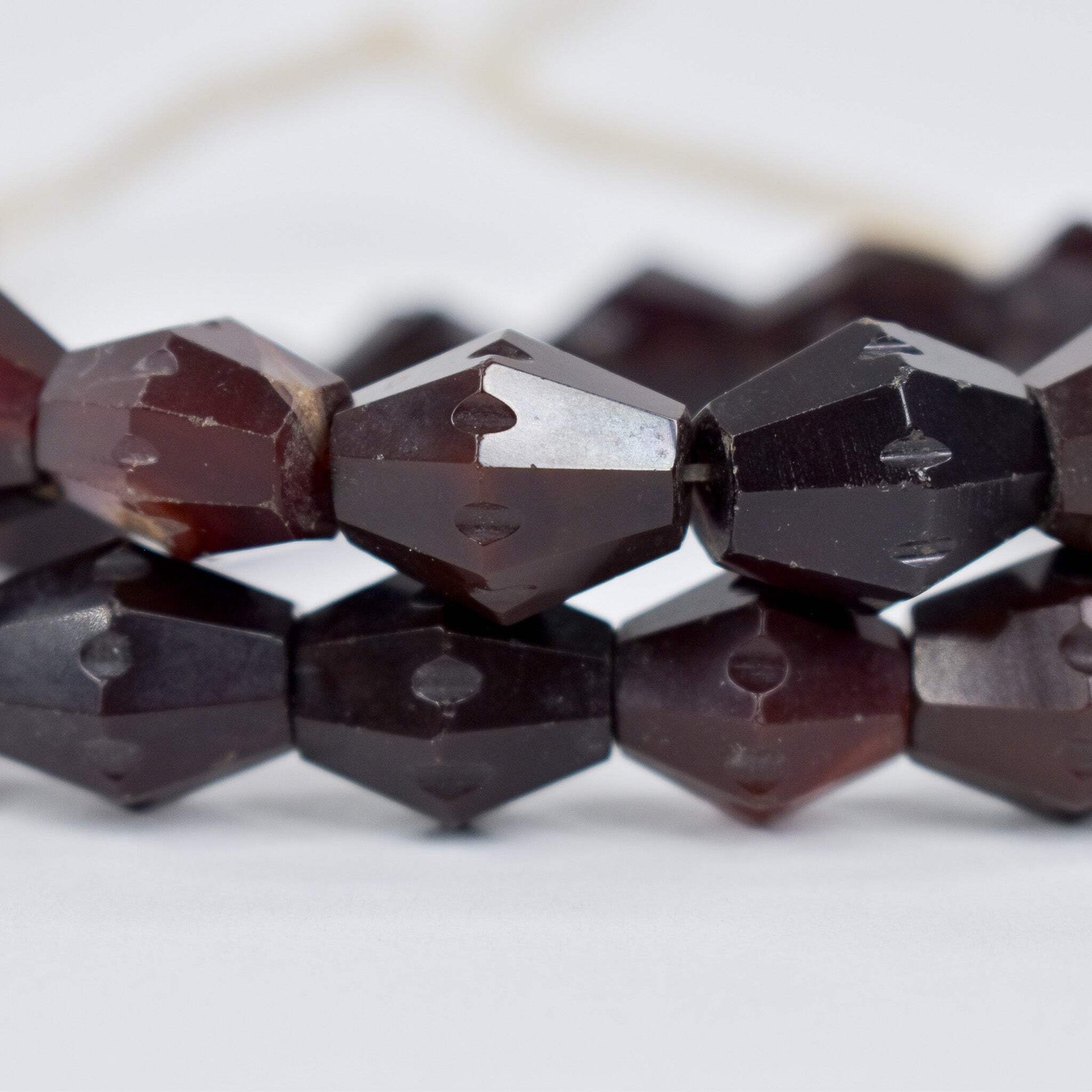 Carnelian Red Agate Faceted Bicone Trade Beads