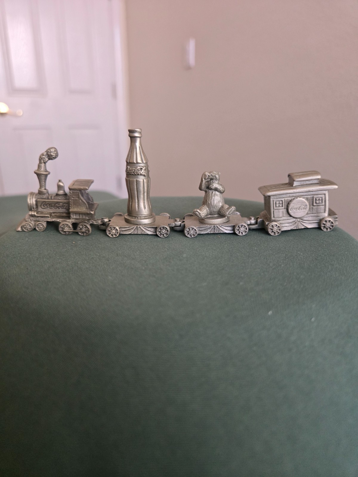 Coca Cola Pewter Train - vintage/miniature - 4 piece set