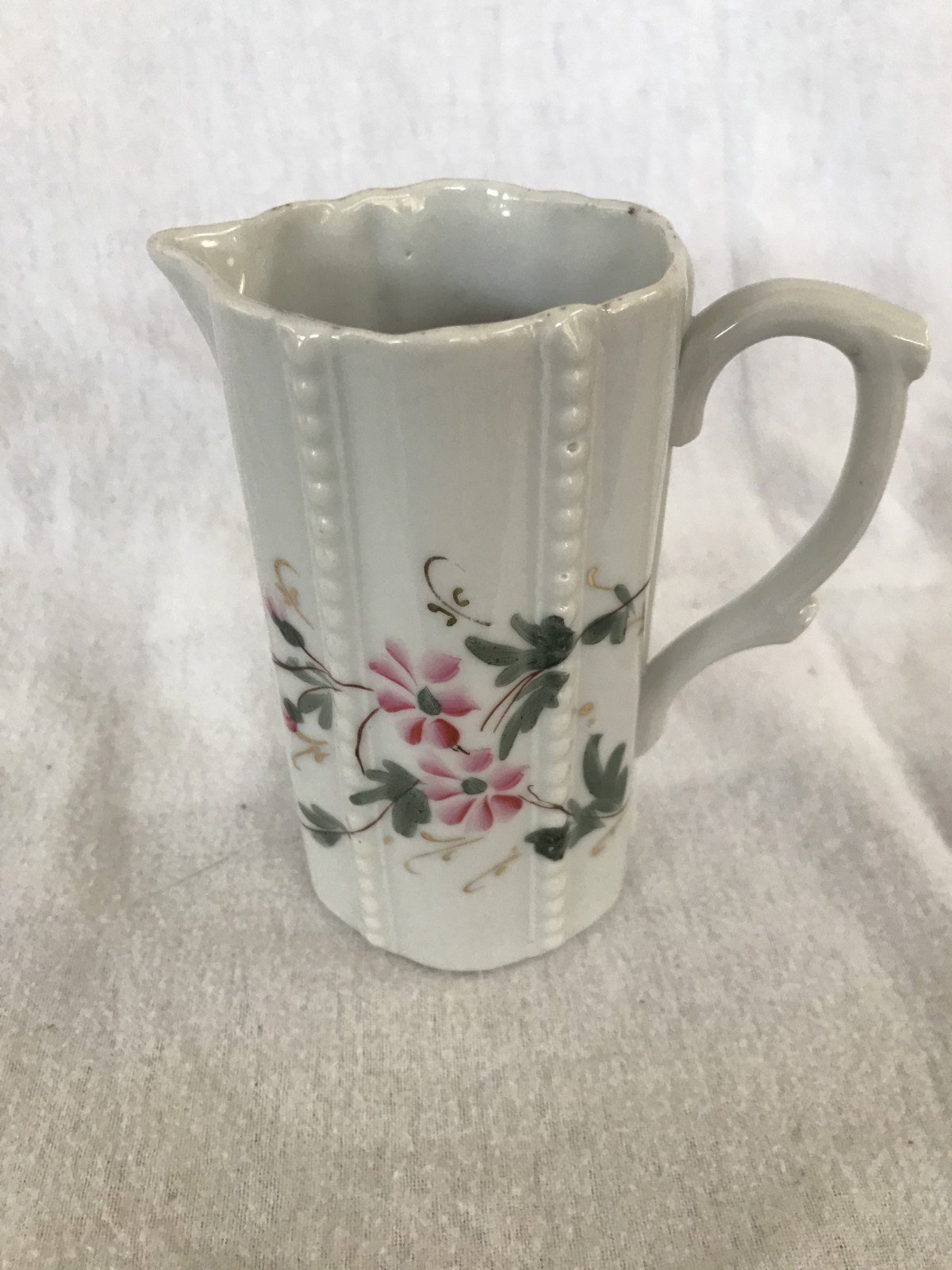 Antique, Lovely, Japanese(?), Porcelain, Floral Cream Pitcher-Cottage Core