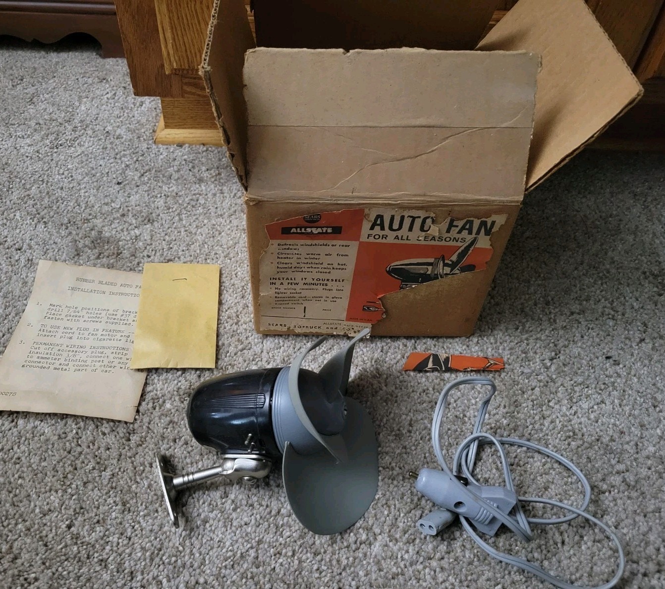 Vintage Sears Allstate Bullet Style Car Fan 1950s Era