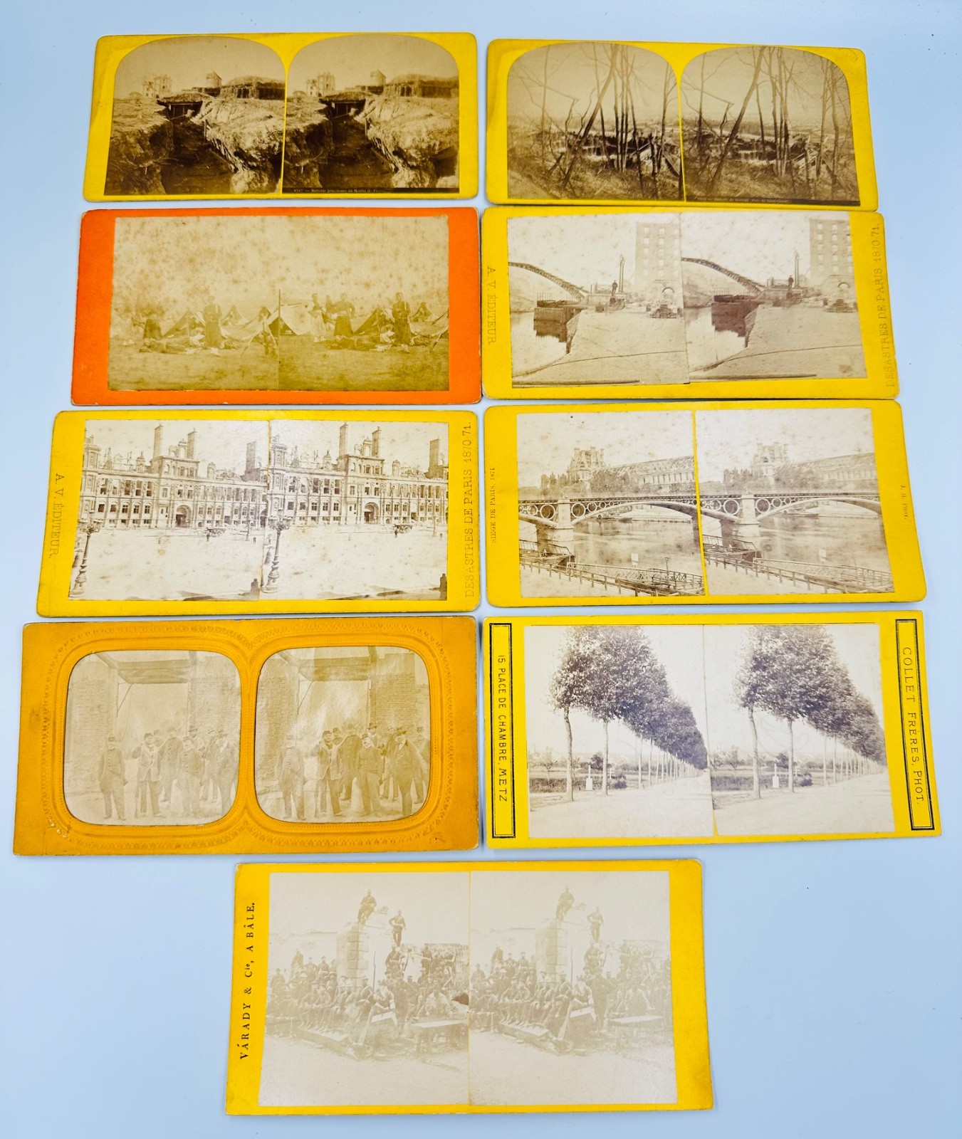 9 Stereo Views Franco Prussian War/Siege Of Paris/Metz/Zouave/1870-1871